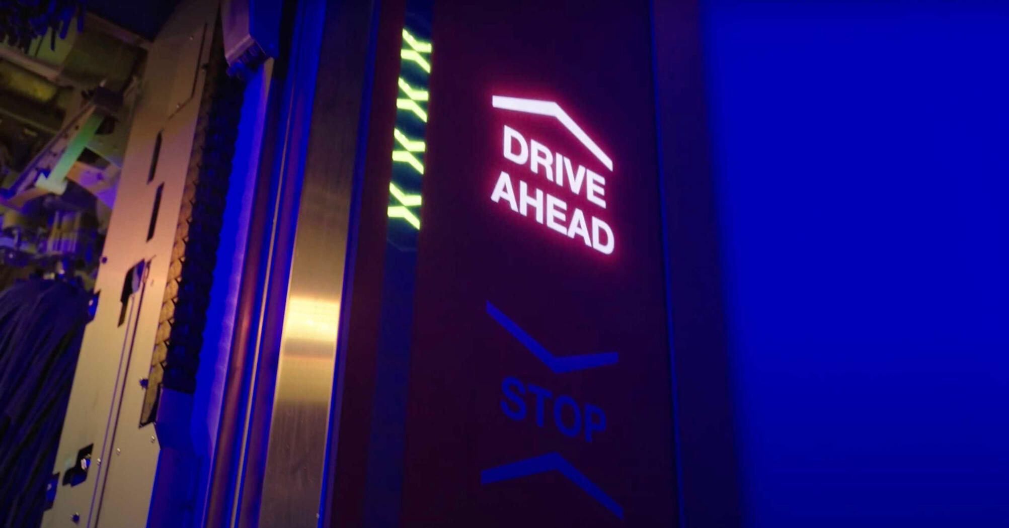 A car wash machine lighting up at dark